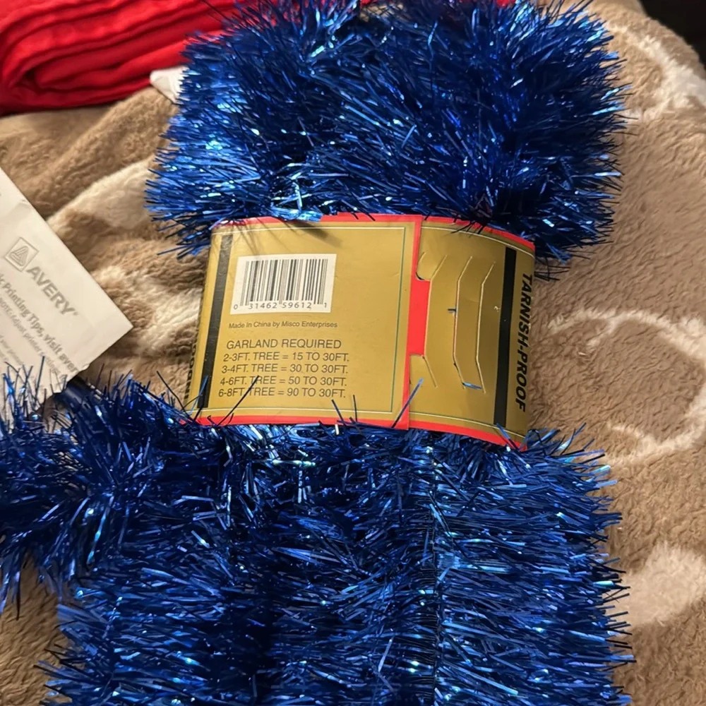Vintage Country Silk Blue Tinsel Garland - 40 foot